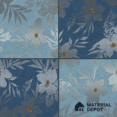 Floral Wall Tile TL 07250 C Plana 8010 GLM (Silver) 1 ft x 1 ft Ceramic Matte Finish - 9 mm  | 2 mm Spacer is Mandatory | Please Expect a Slight Variation of Pattern (Sample)